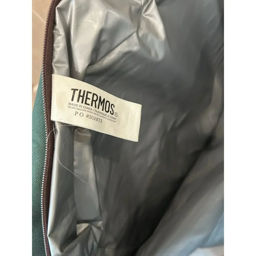 NWOT Thermos Canvas Insulated Cooler Bag Green Travel Tote Crossbody Duffle